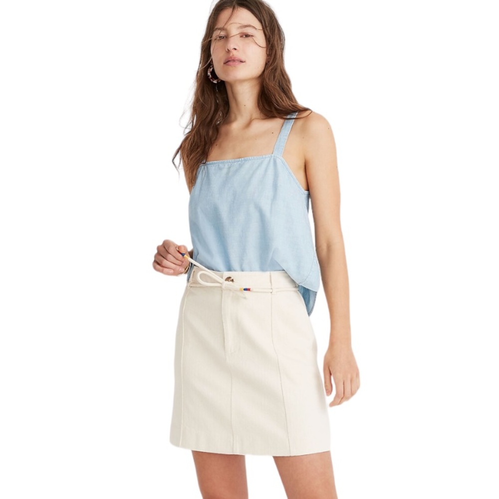 Madewell Capital A-Line Cream Ivory A-line Mini Belted Boho Skirt W-406 Size 10